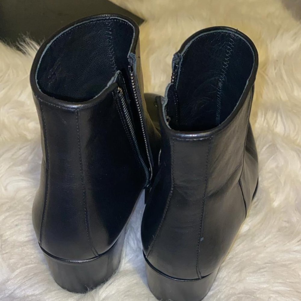 The Kooples BLACK SQUARE HEEL LEATHER BOOTS - Picture 5 of 11